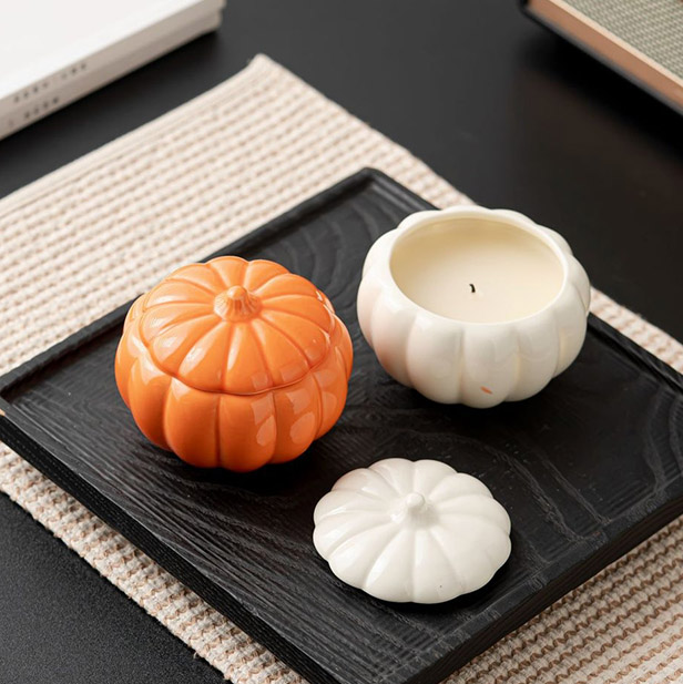 pumpkin fall ceramic candle vessels 200ml 300ml 8oz 10oz 